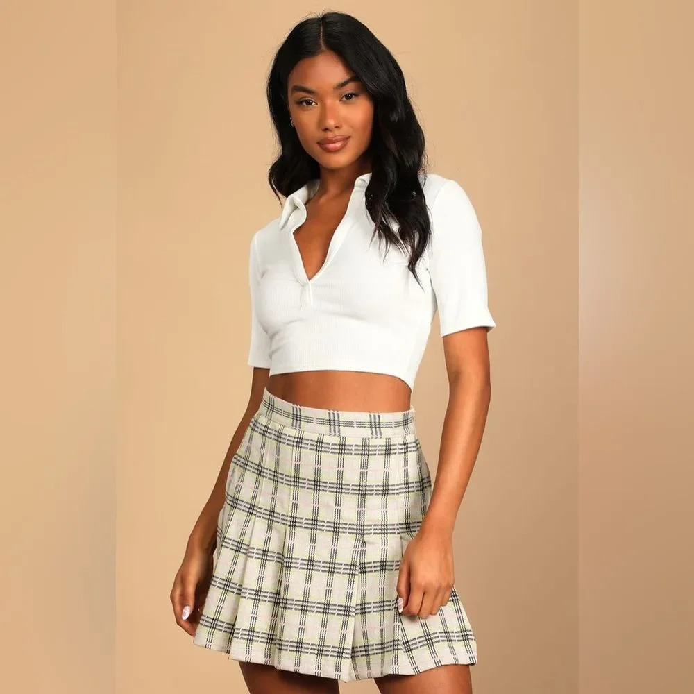 FREE‎ PEOPLE NWOT Honey Pleated Skirt in Retro Sunshine Combo